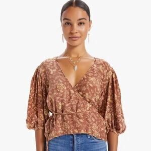 Natalie Martin Lindsay Tie Waist Silk Floral Wrap Blouse Top Maple S